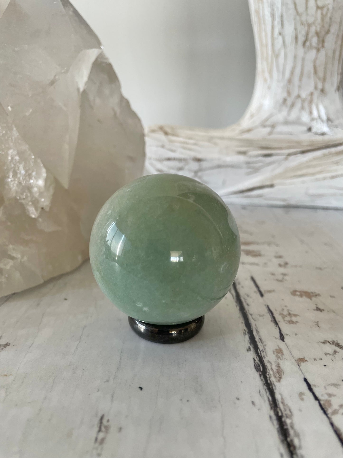 Green Aventurine Sphere Includes Wooden Holder