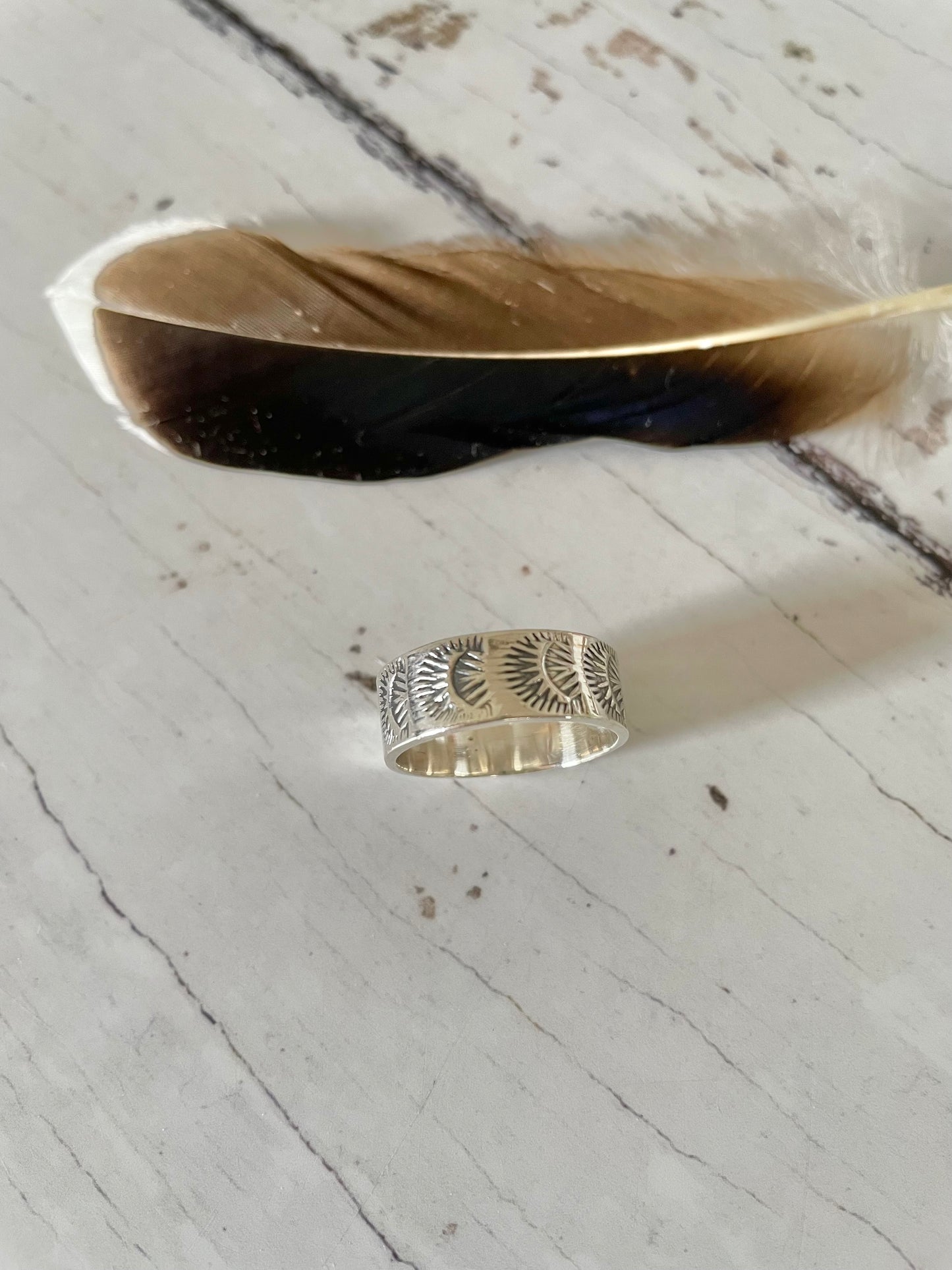 Navajo Style Hand Stamped Ring size 8