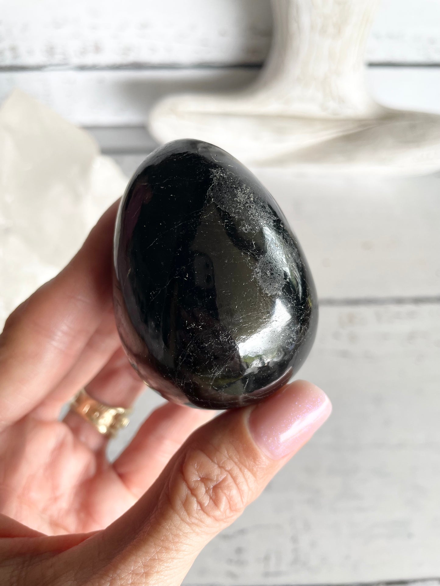 Black Tourmaline Egg with holder