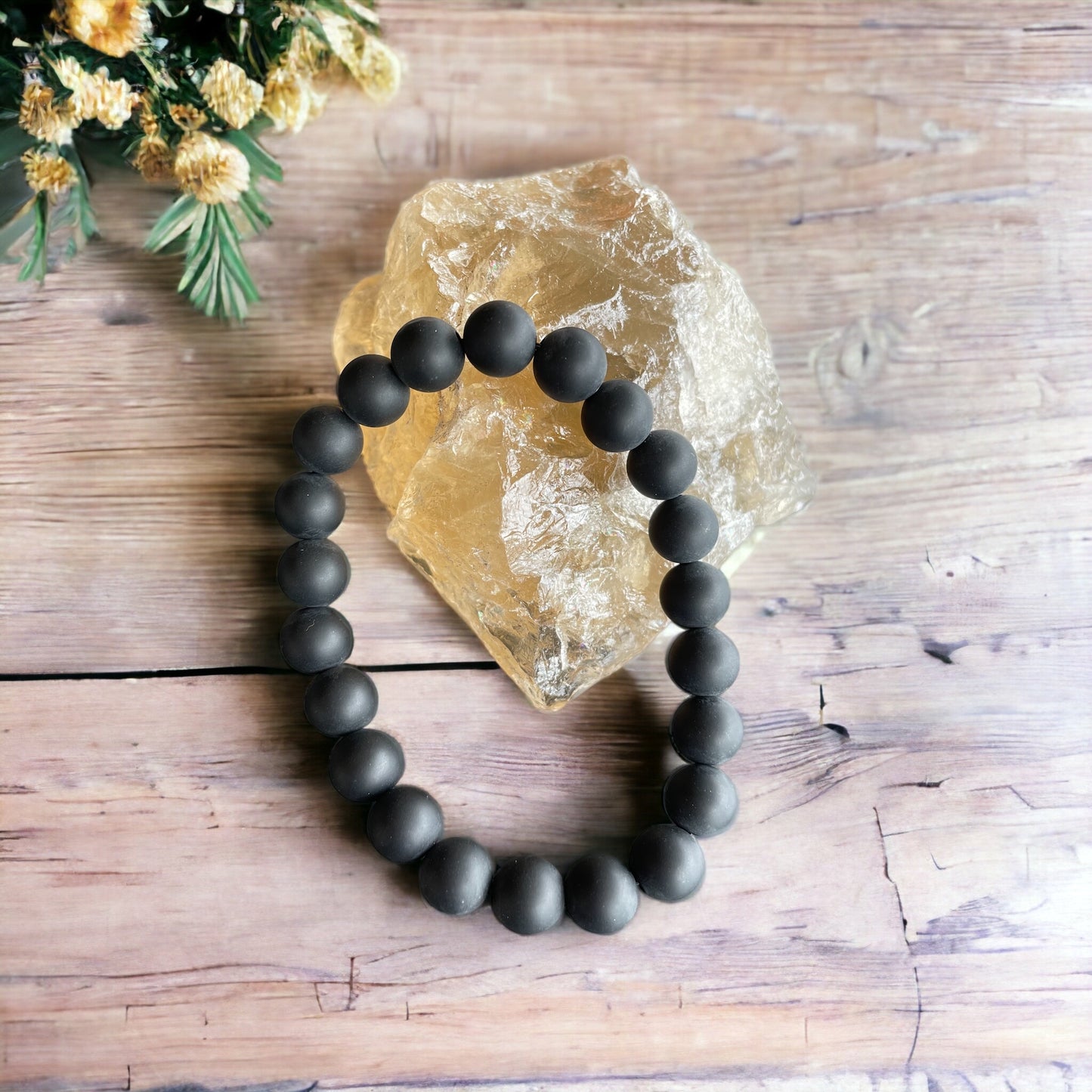 Frosted Black Onyx Healing Bracelet ~ SHIELDING