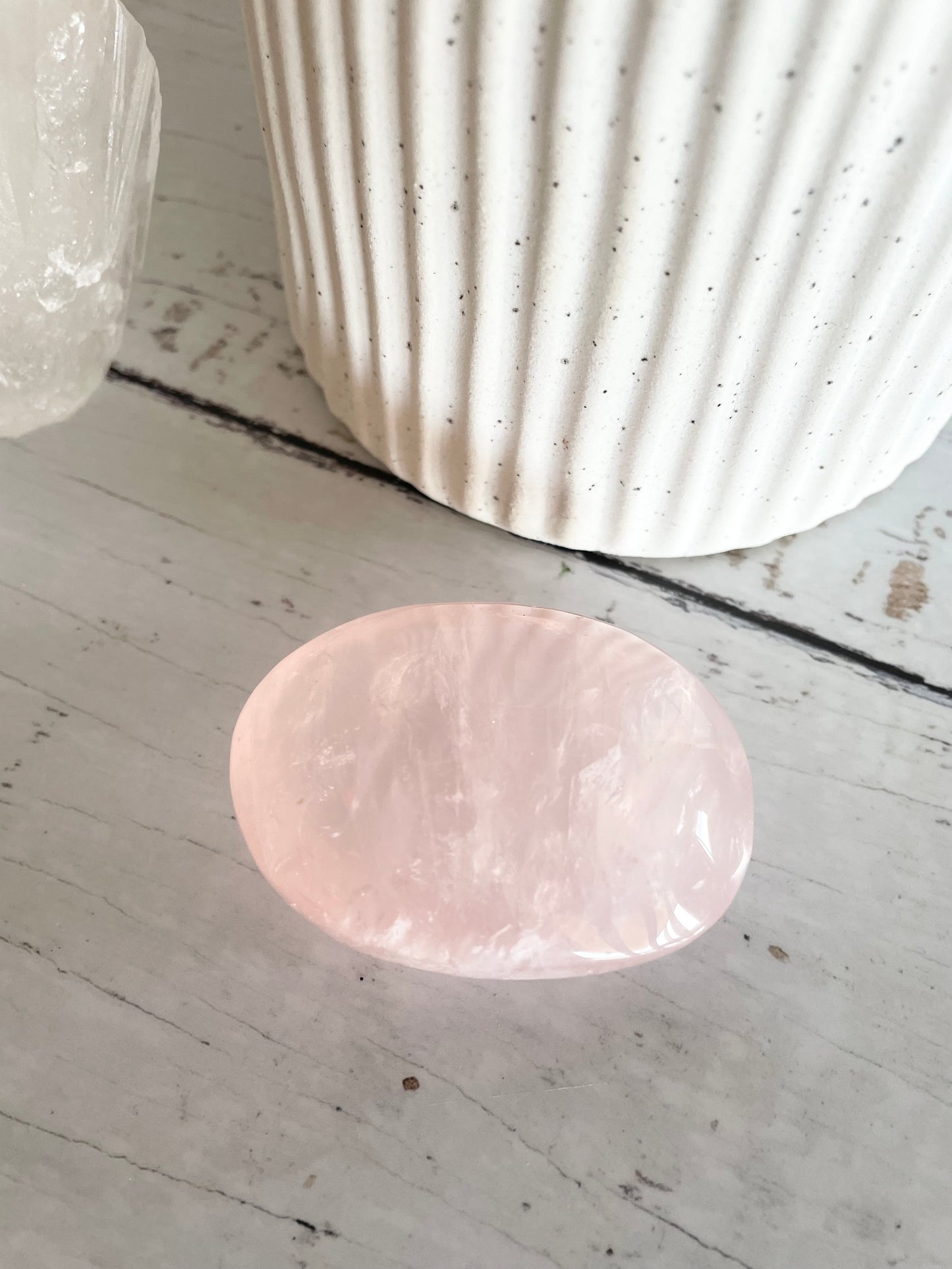 Rose Quartz Pillow Palm Stone