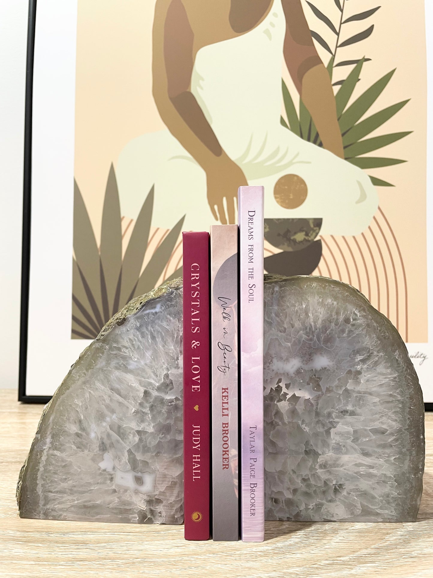 Agate Geode Book Ends ~ Grey