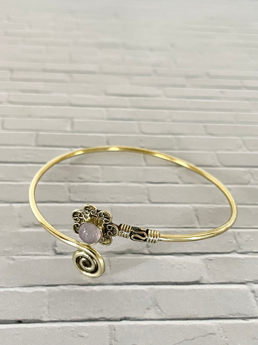 Rose Quartz Brass Cuff ~ adjustable