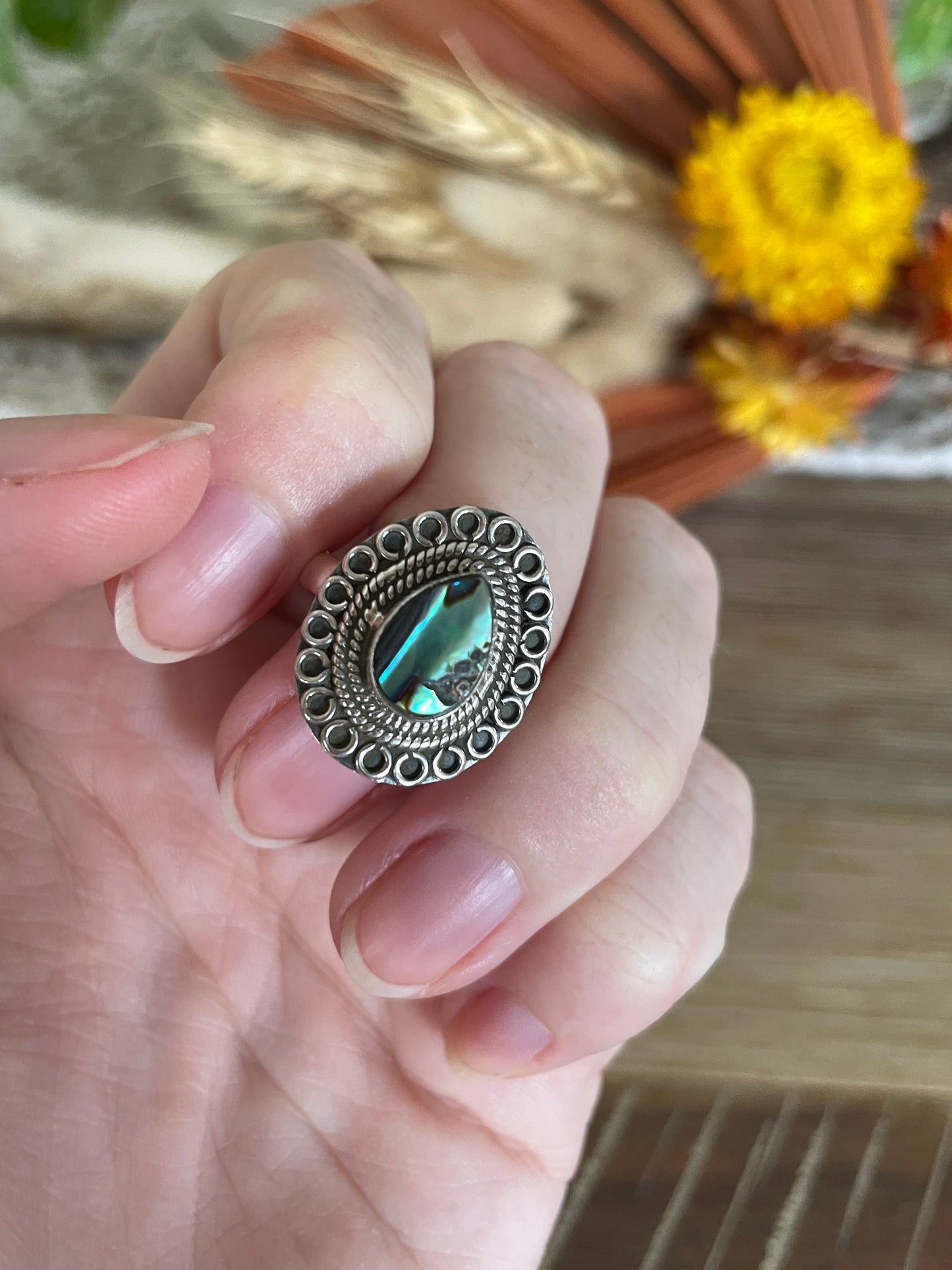 Abalone Shell Ring ~ size 7/7.5