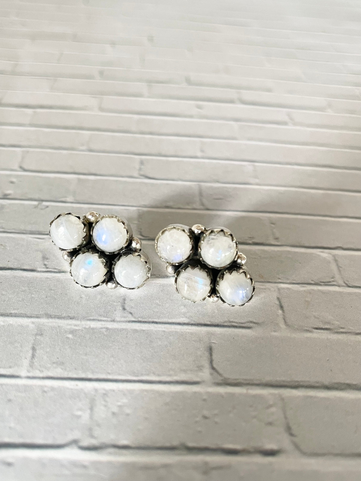 Rainbow Moonstone Studs