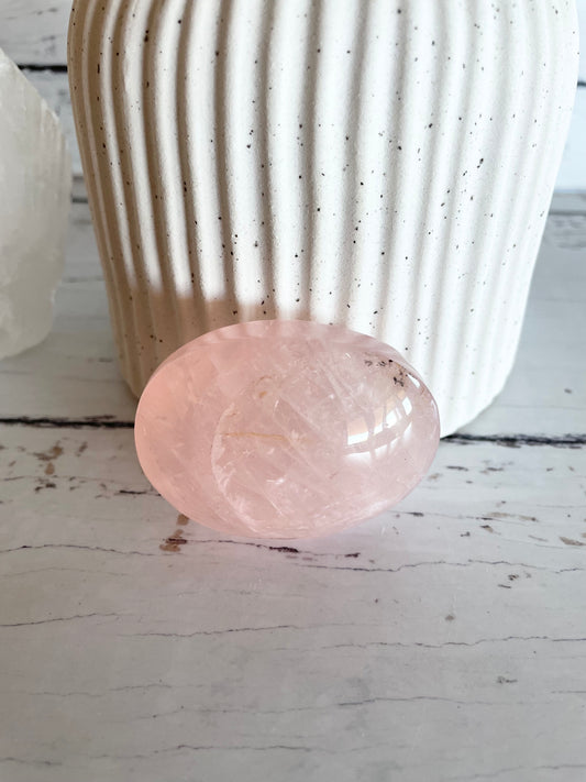Rose Quartz Pillow Palm Stone
