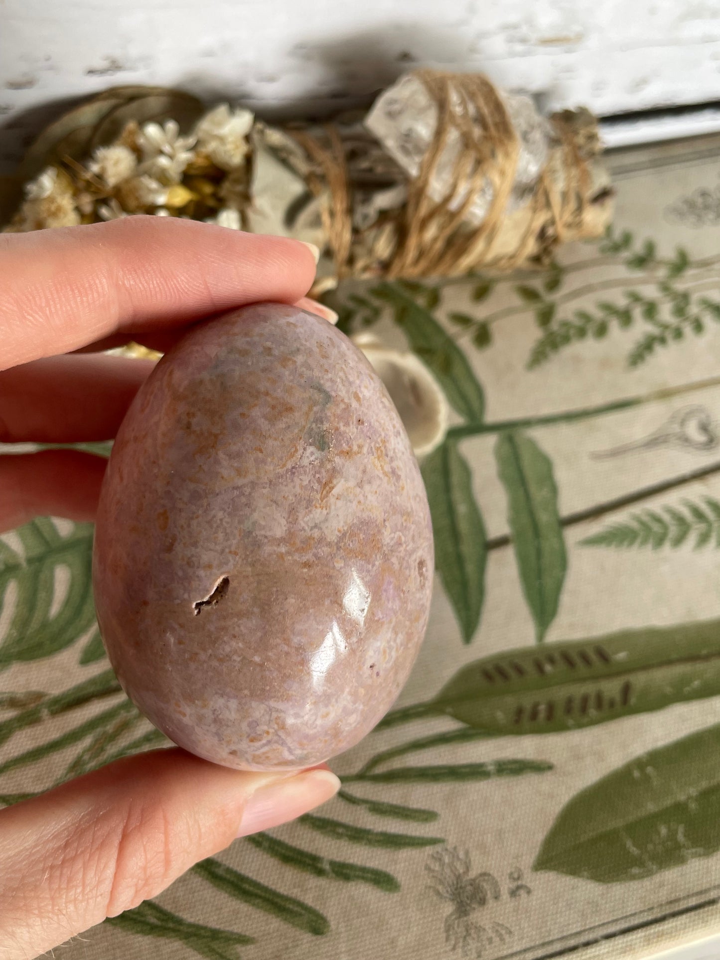 Phosphosiderite/Hope Stone Egg Includes Hematite Ring