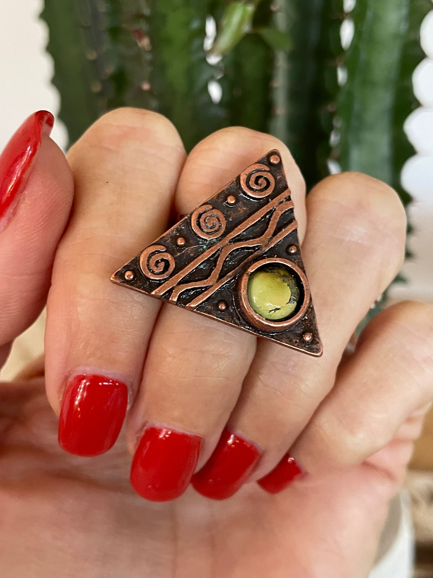 Copper ring ~ Sonoran Gold Turquoise size 6-10 adjustable