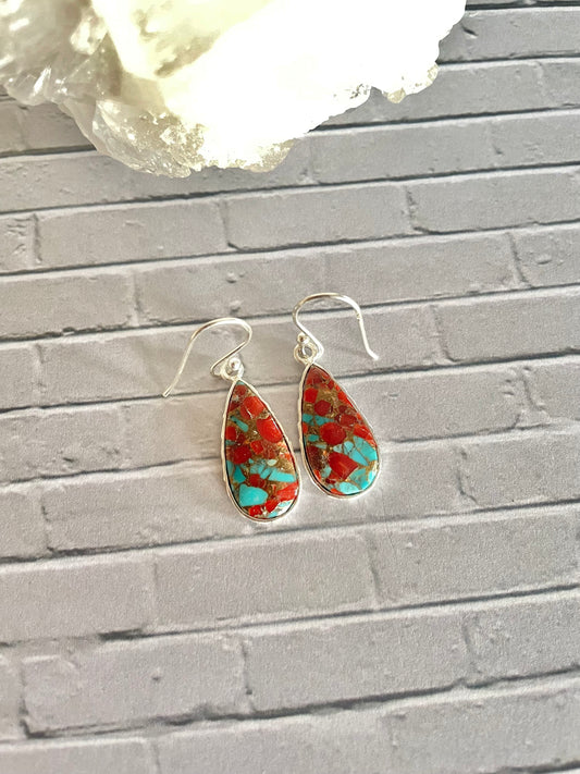 Coral Matrix & Kingman Turquoise Dangles