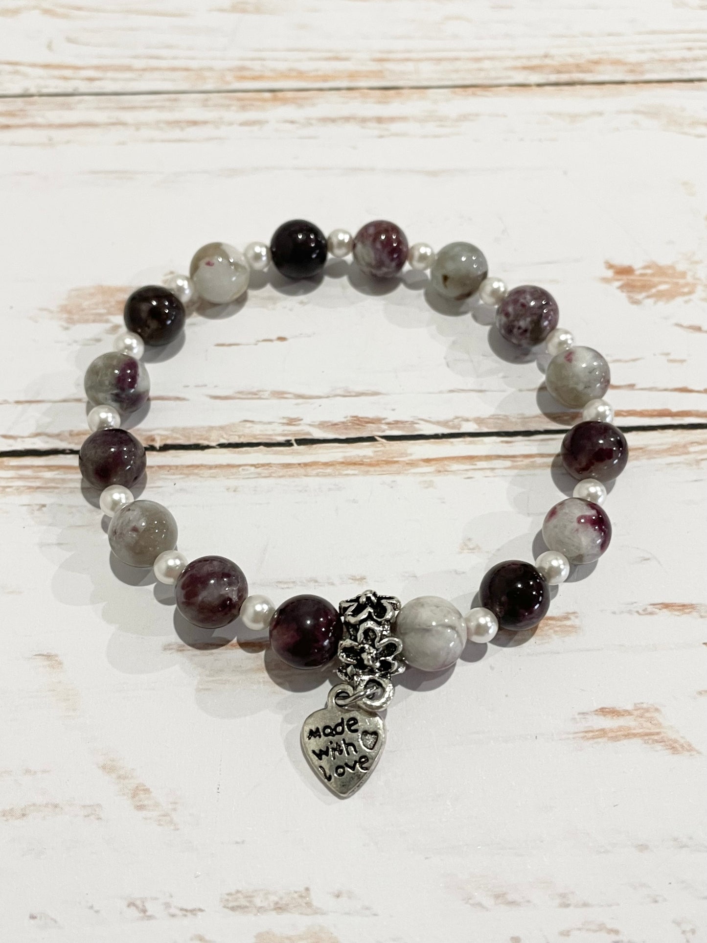 Rubellite & Pearl ~ Healing Bracelet