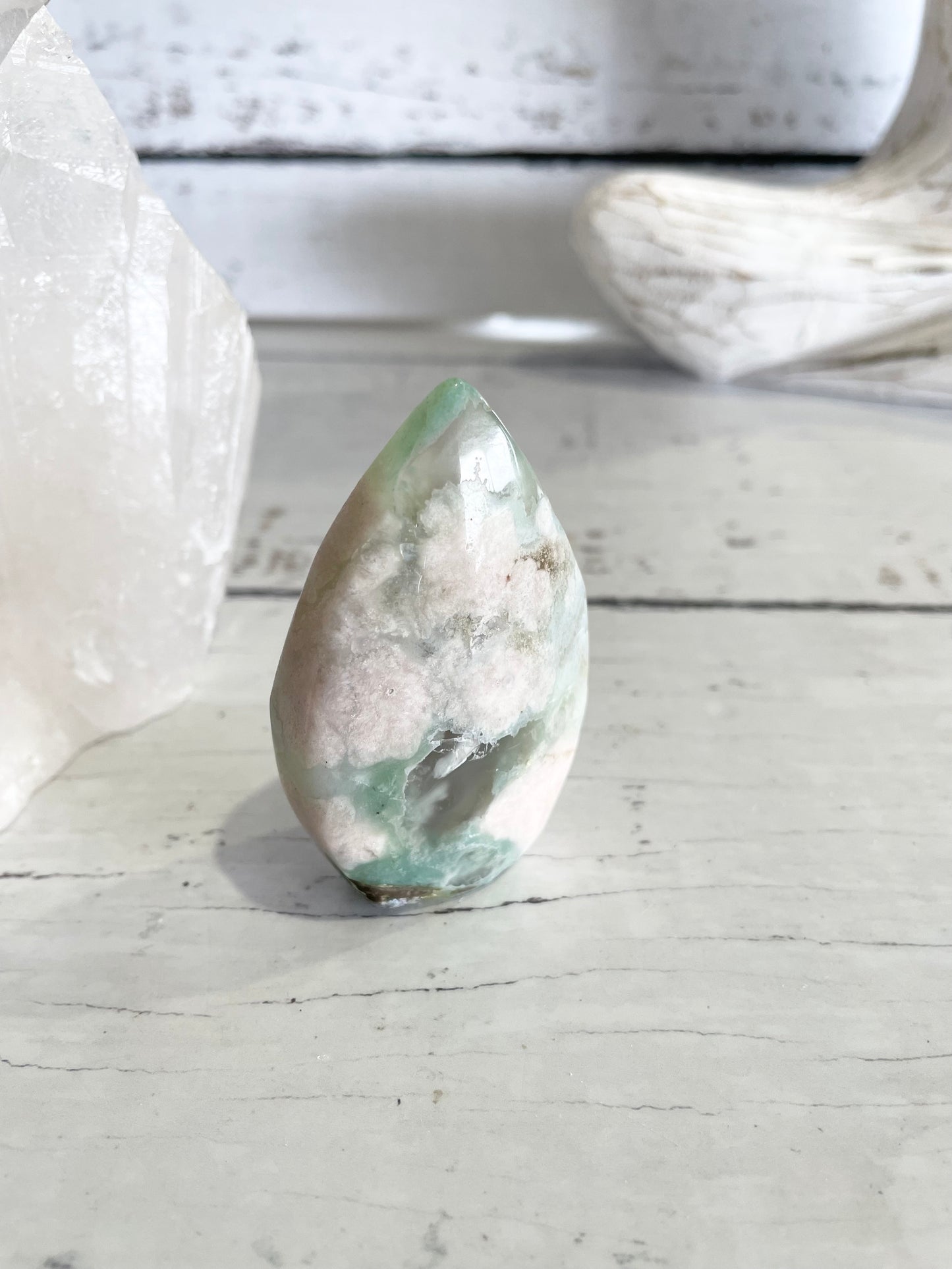 Green Flower Agate Dome