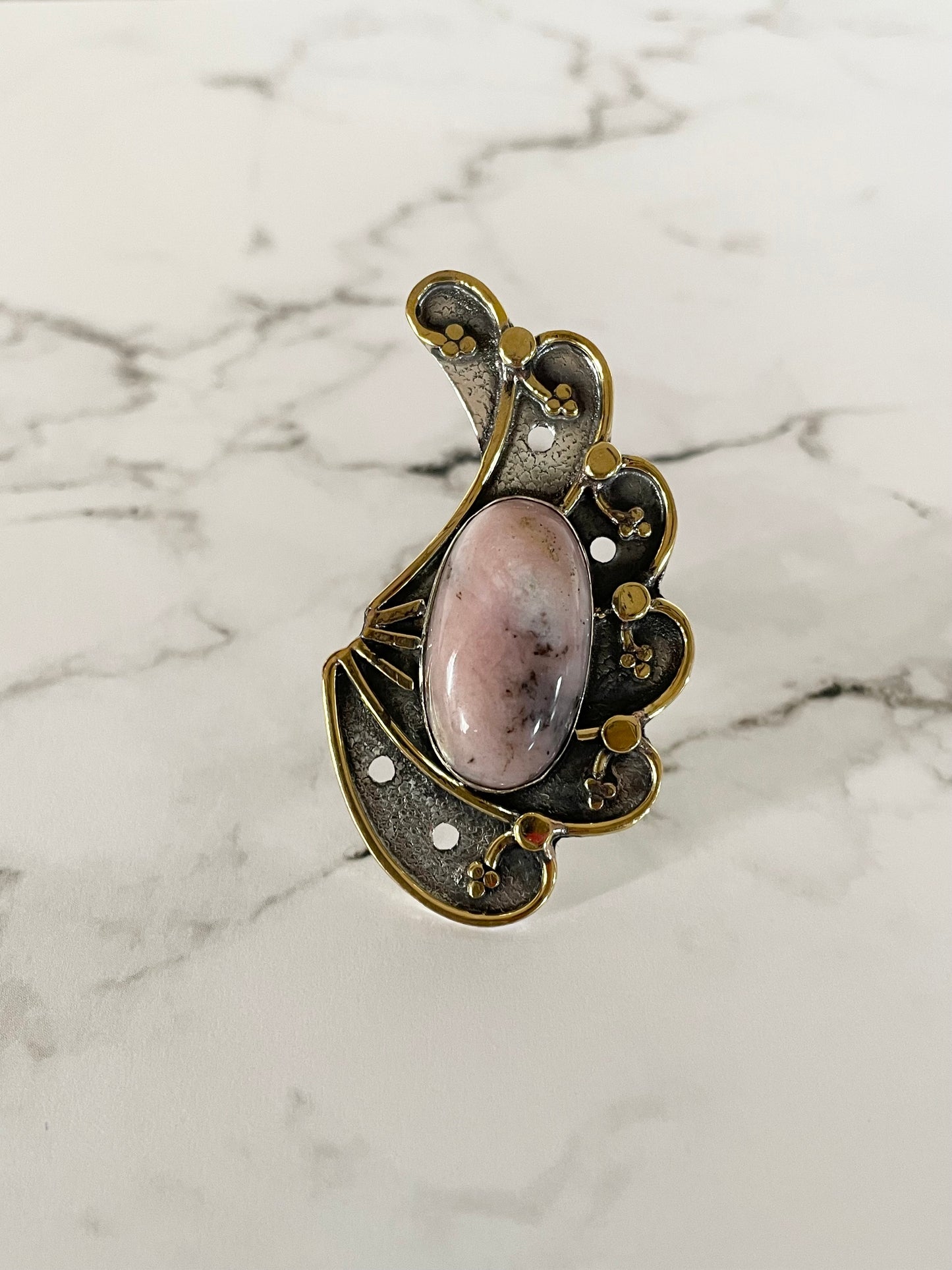Pink Opal adjustable ring ~ sizes 6.5-10