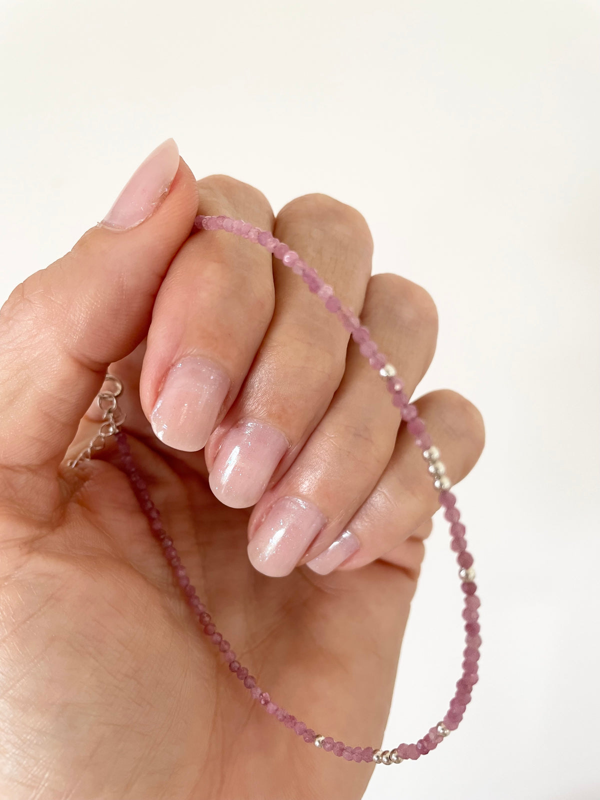 Faceted Pink Tourmaline Anklet