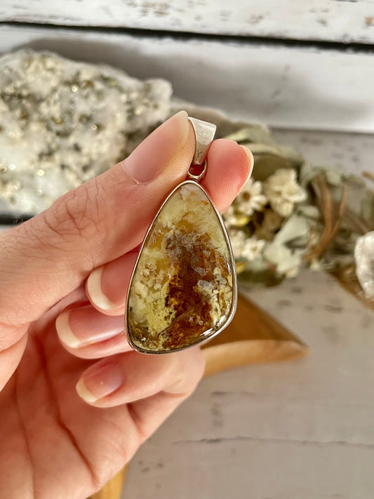 Madagascan Pistachio Opal Silver Pendant