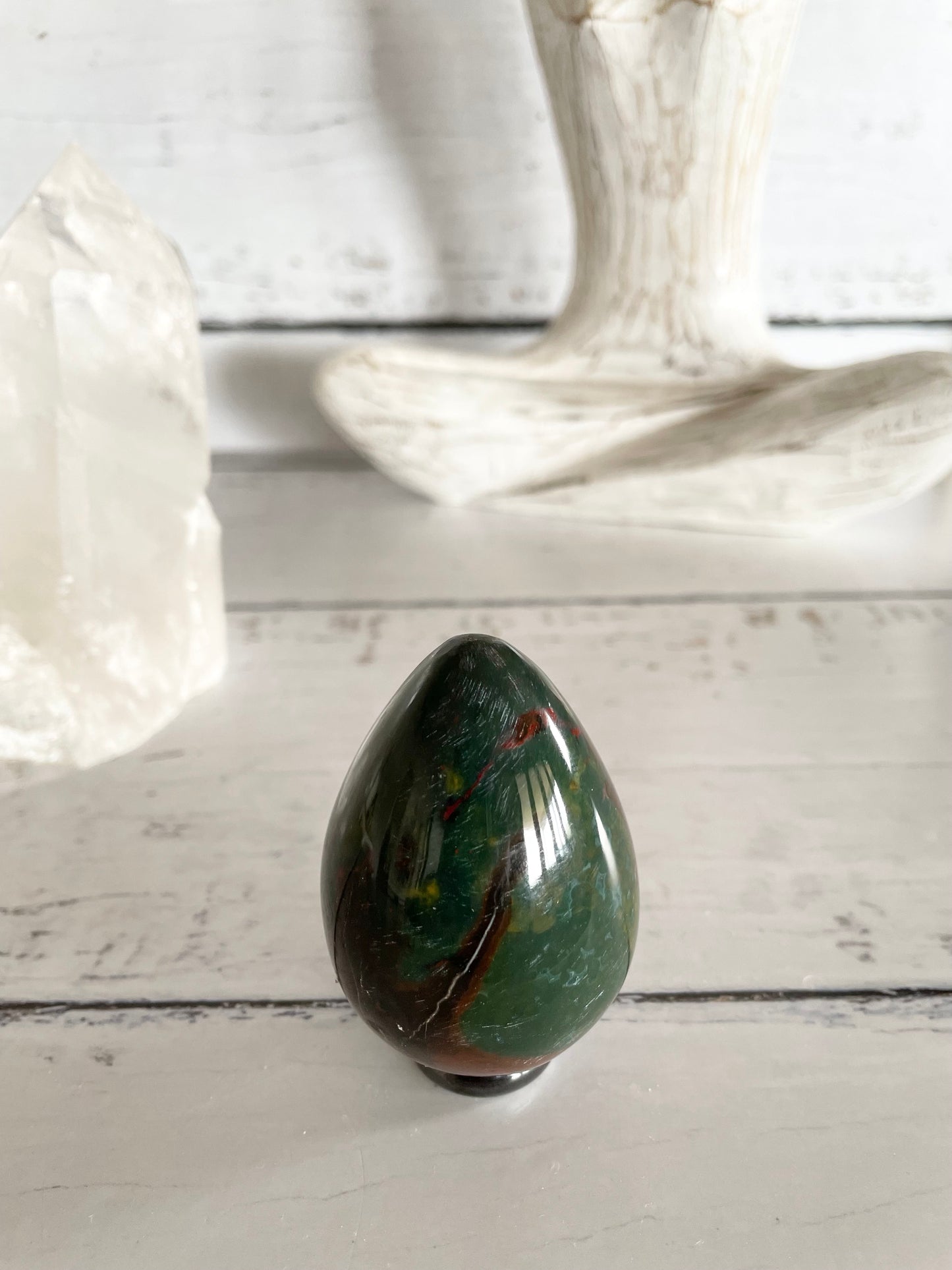 Bloodstone Egg Includes Hematite Ring