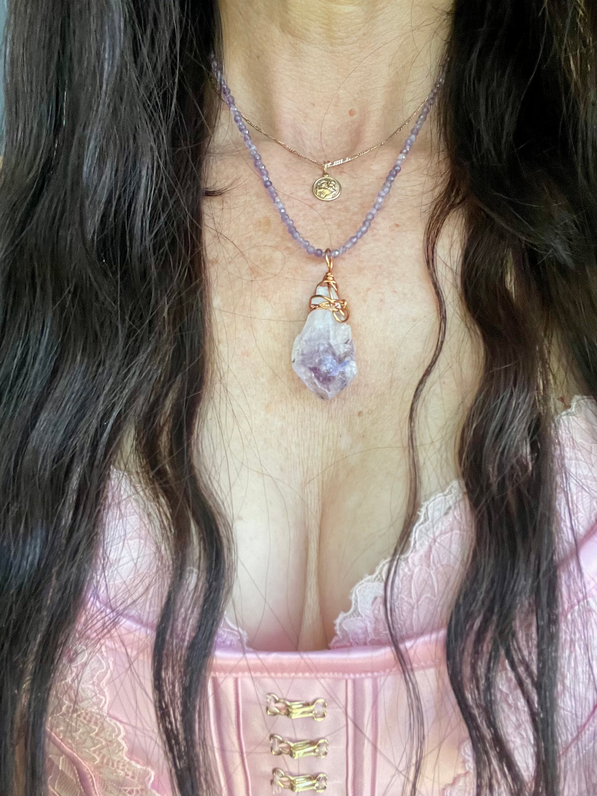 Amethyst Copper Wrapped Necklace