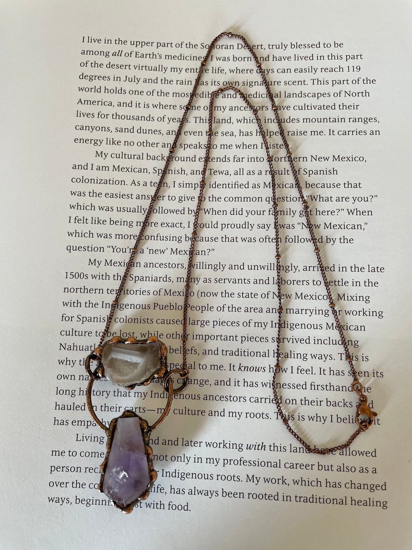 Copper electroplated Necklace ~ Amethyst & Agate