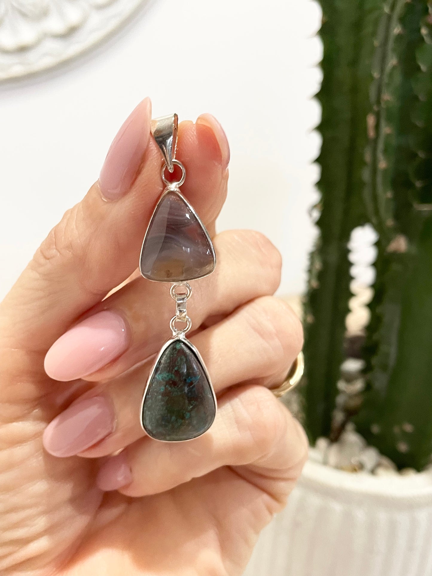Agate & Chrysocolla Pendant