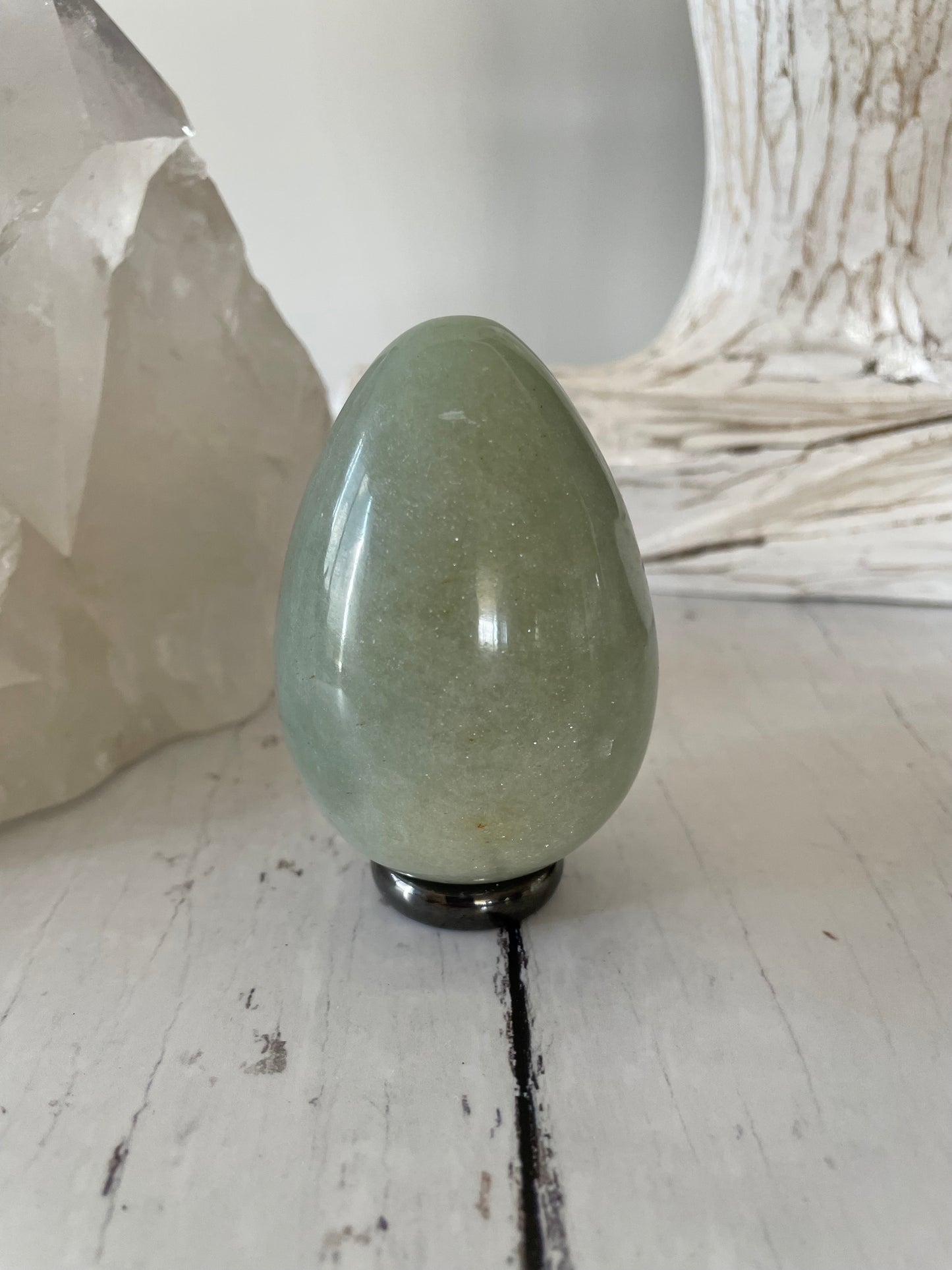 Green Aventurine Egg Includes Hematite Ring