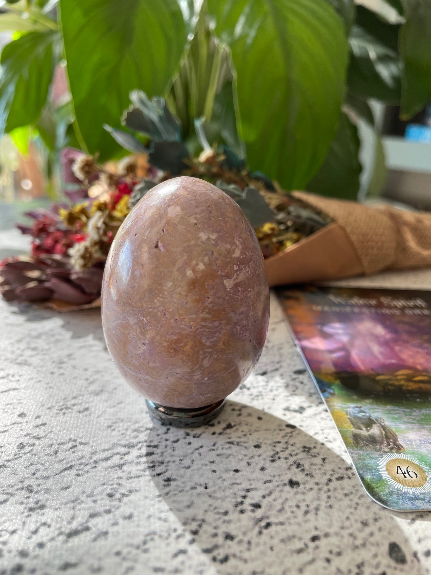 Phosphosiderite/Hope Stone Egg Includes Hematite Ring