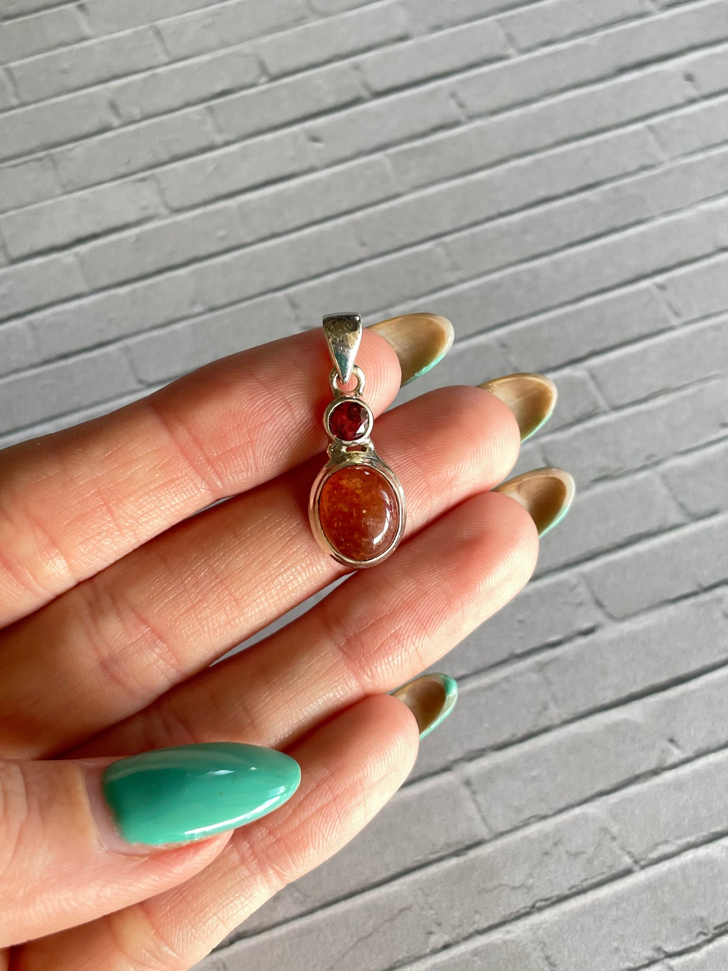 Sunstone & Garnet Pendant