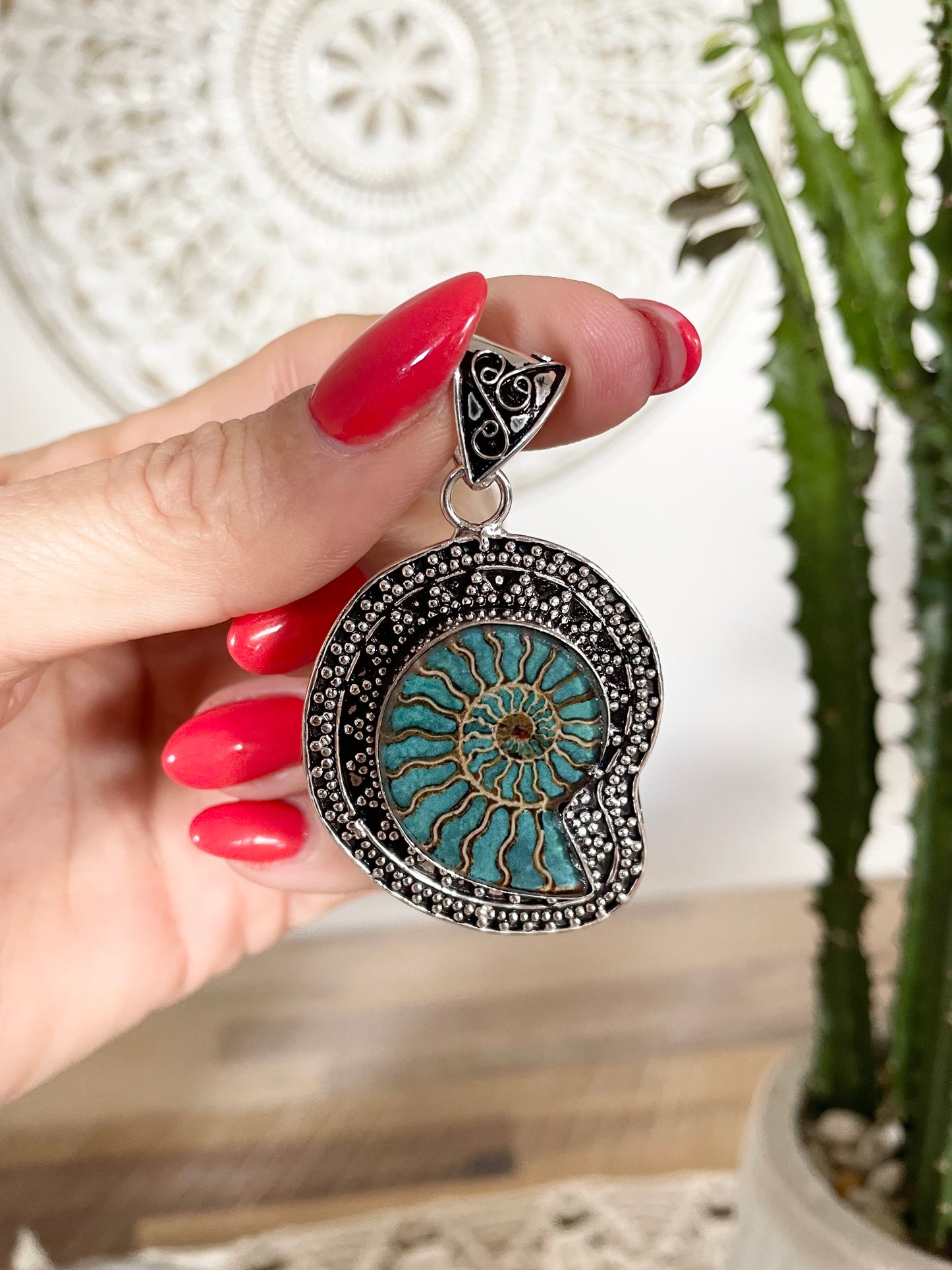 Turquoise Ammonite Pendant