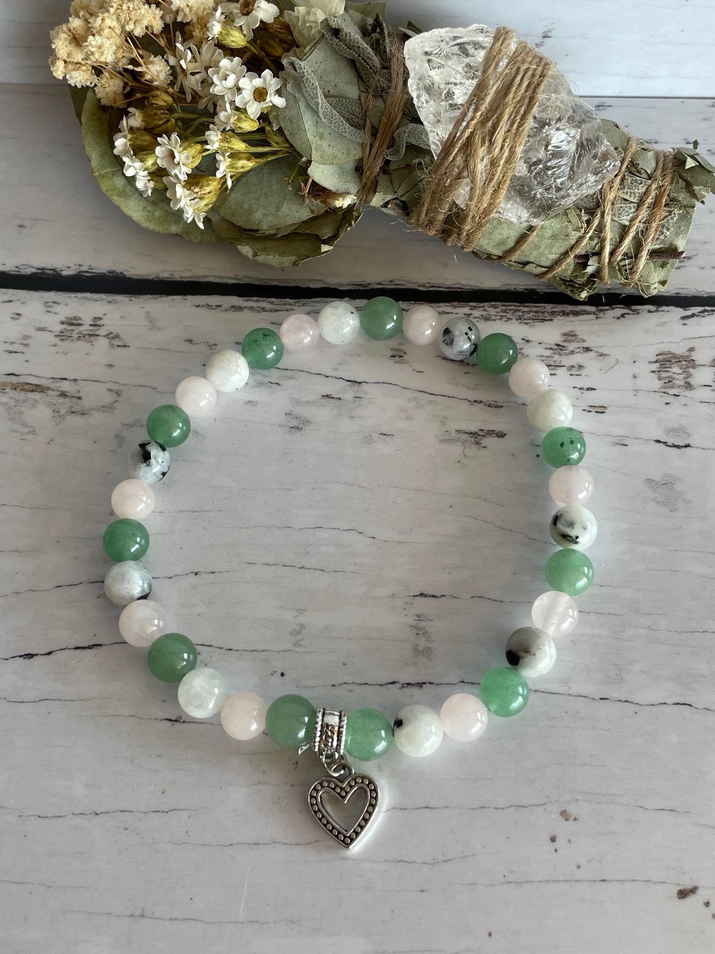 Green Aventurine, Rose Quartz & Moonstone Healing Anklet ~ Fertility ©️