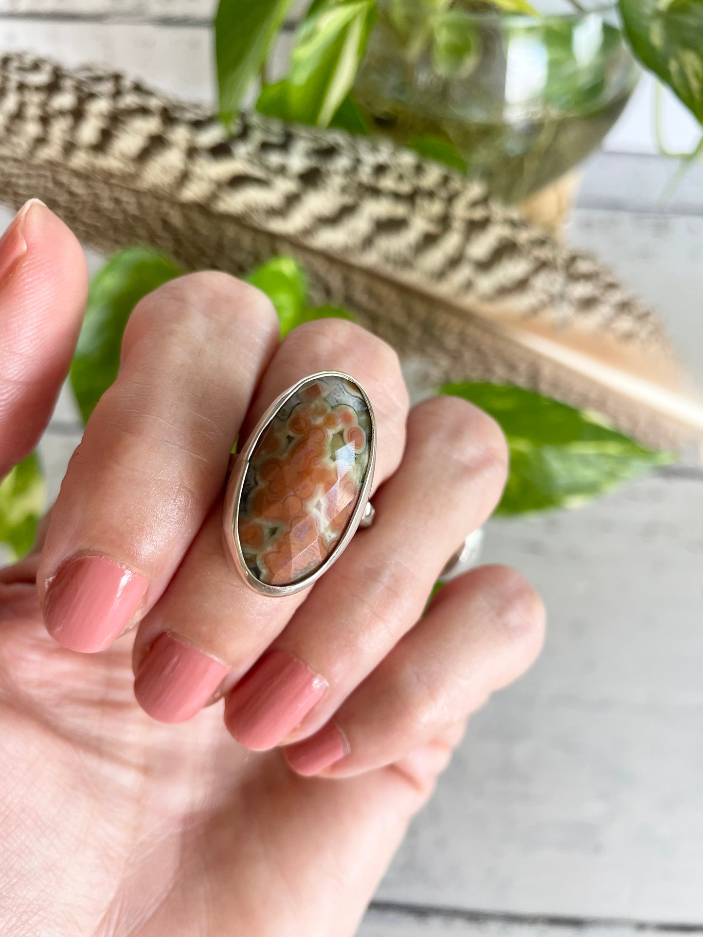 SweetGrass Studio ~ Faceted Ocean Jasper Ring