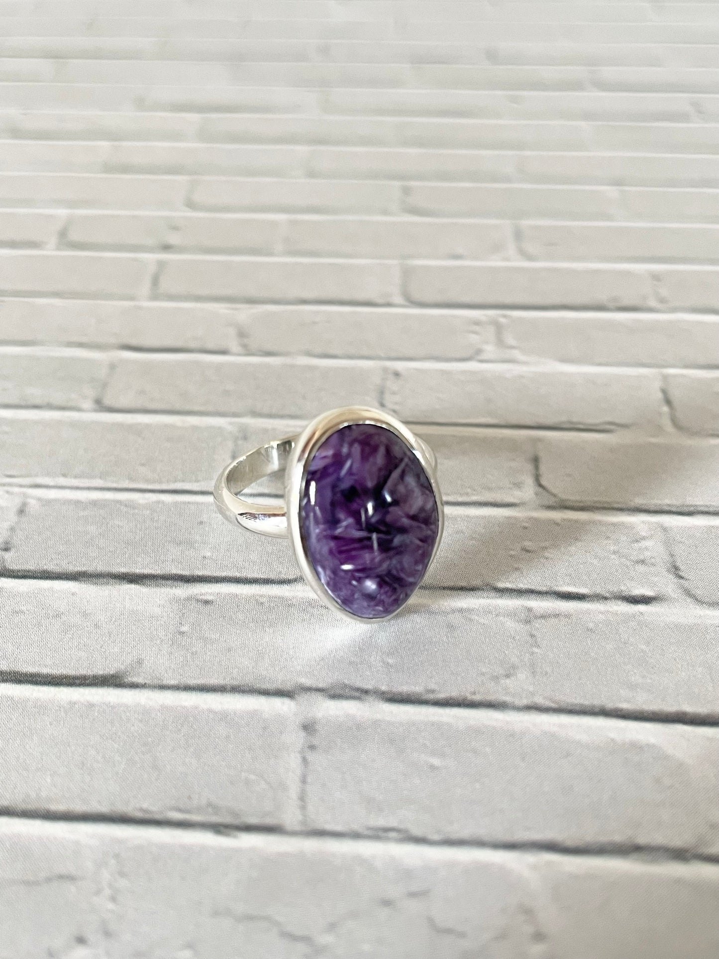 Charoite Silver Ring ~ size 6
