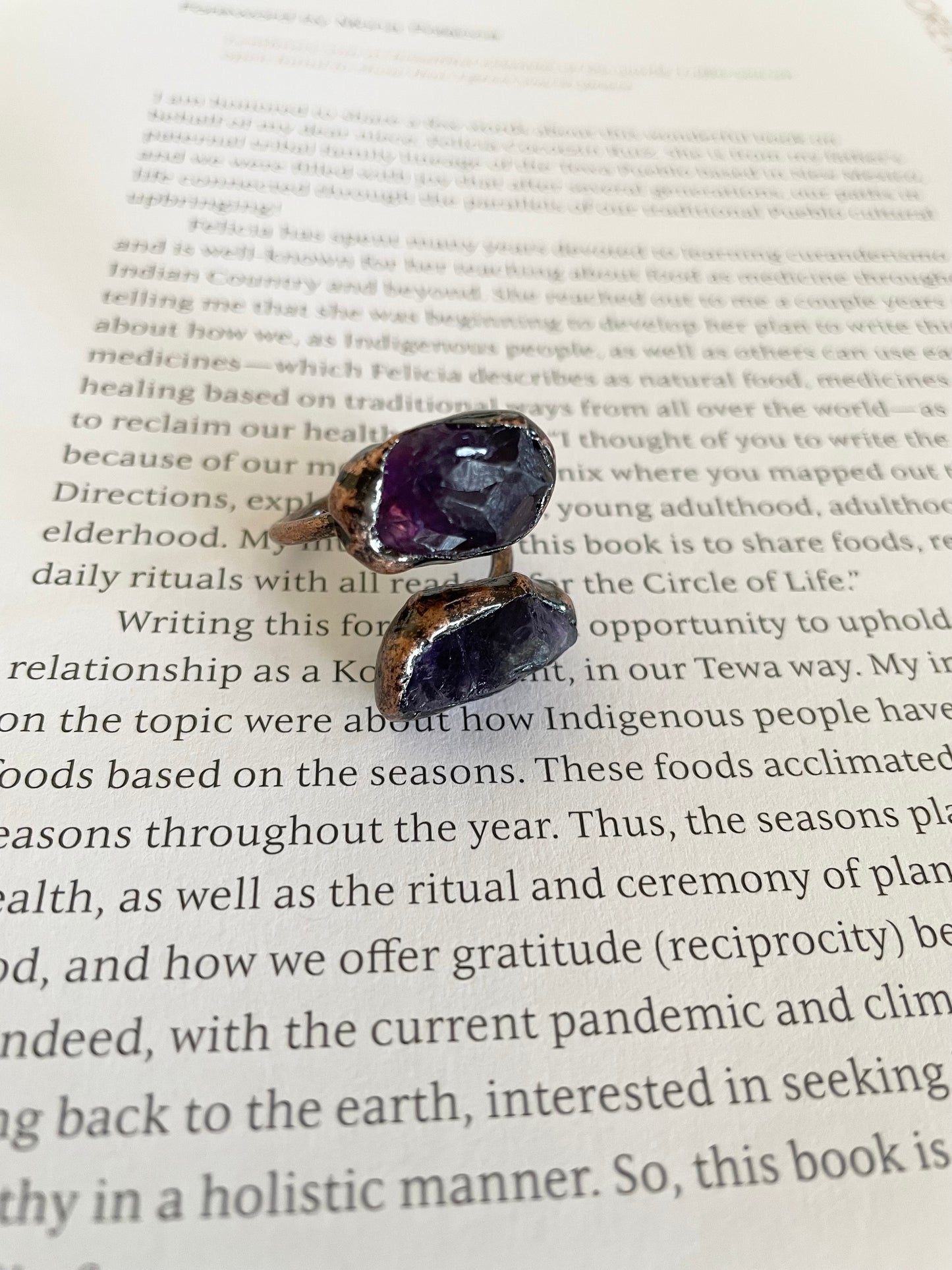 Copper electroplated Ring ~ Amethyst