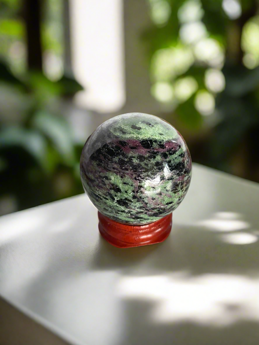 Ruby Zoisite Sphere Includes Holder