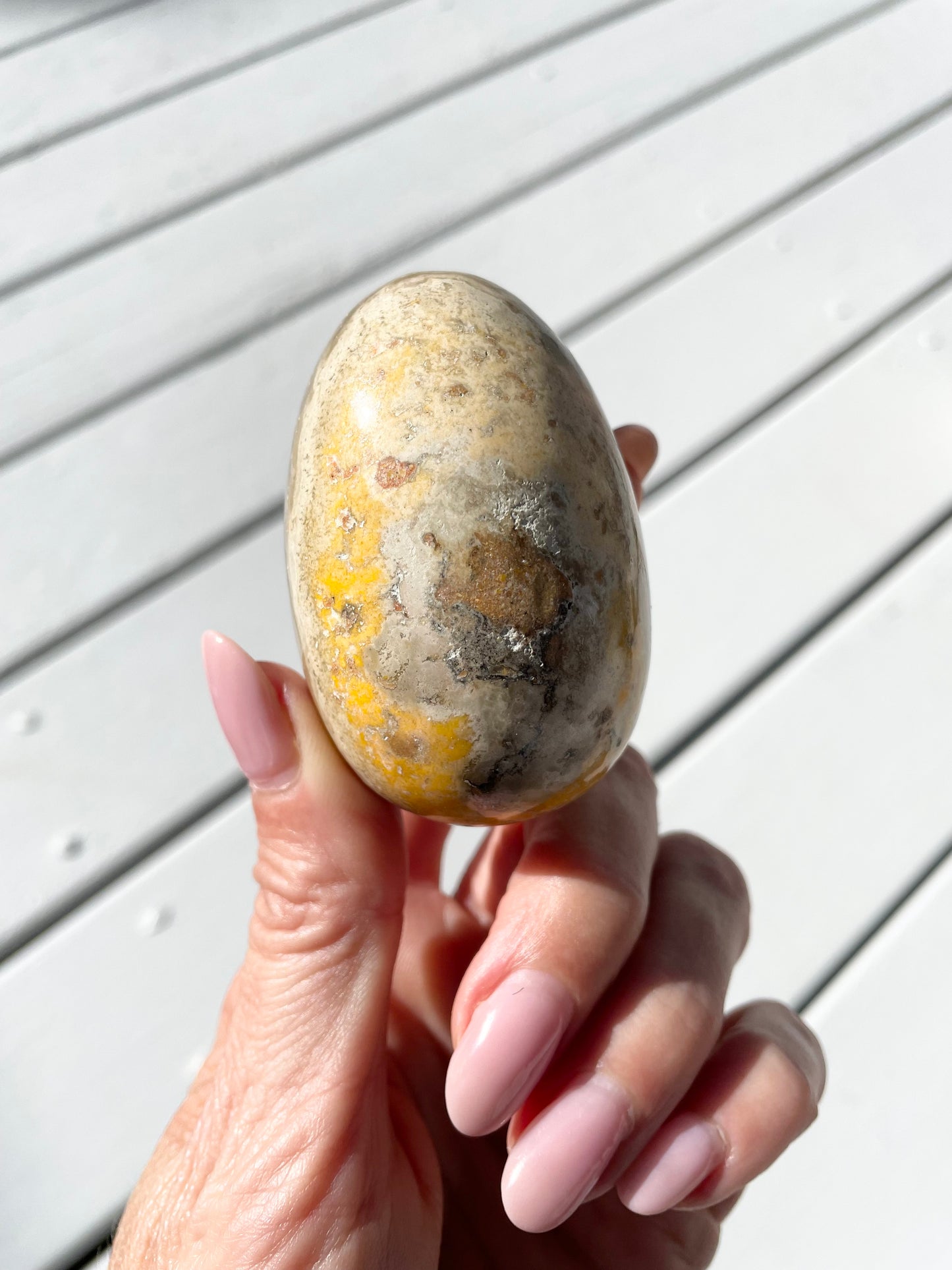 Bumble Bee Jasper Egg with holder