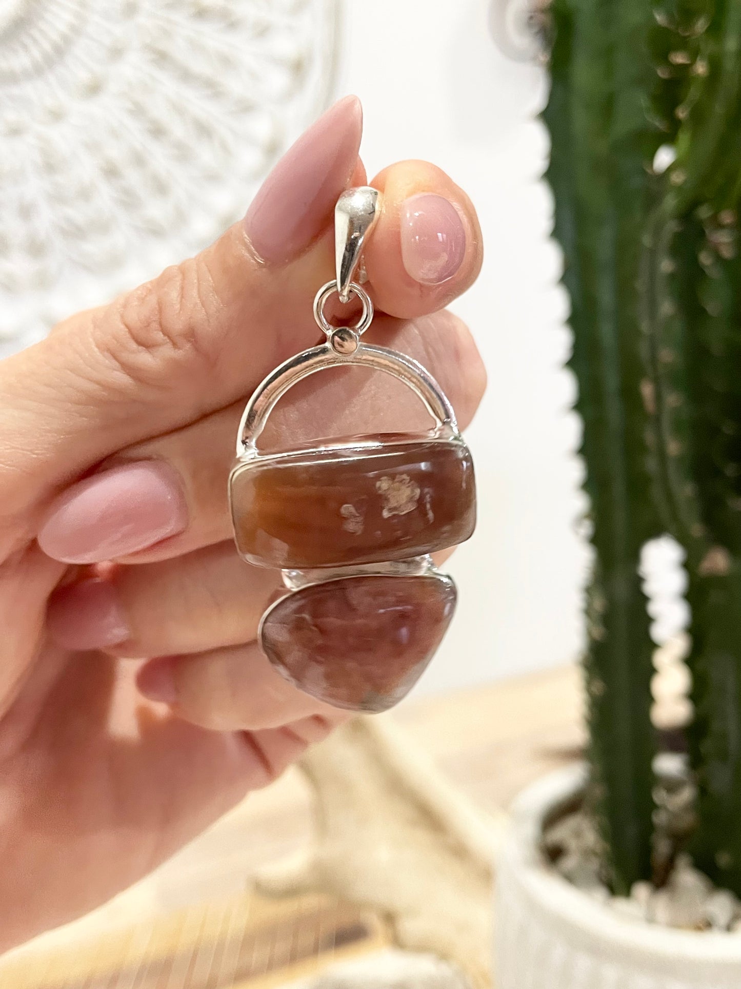 Natural Peach Agate Pendant