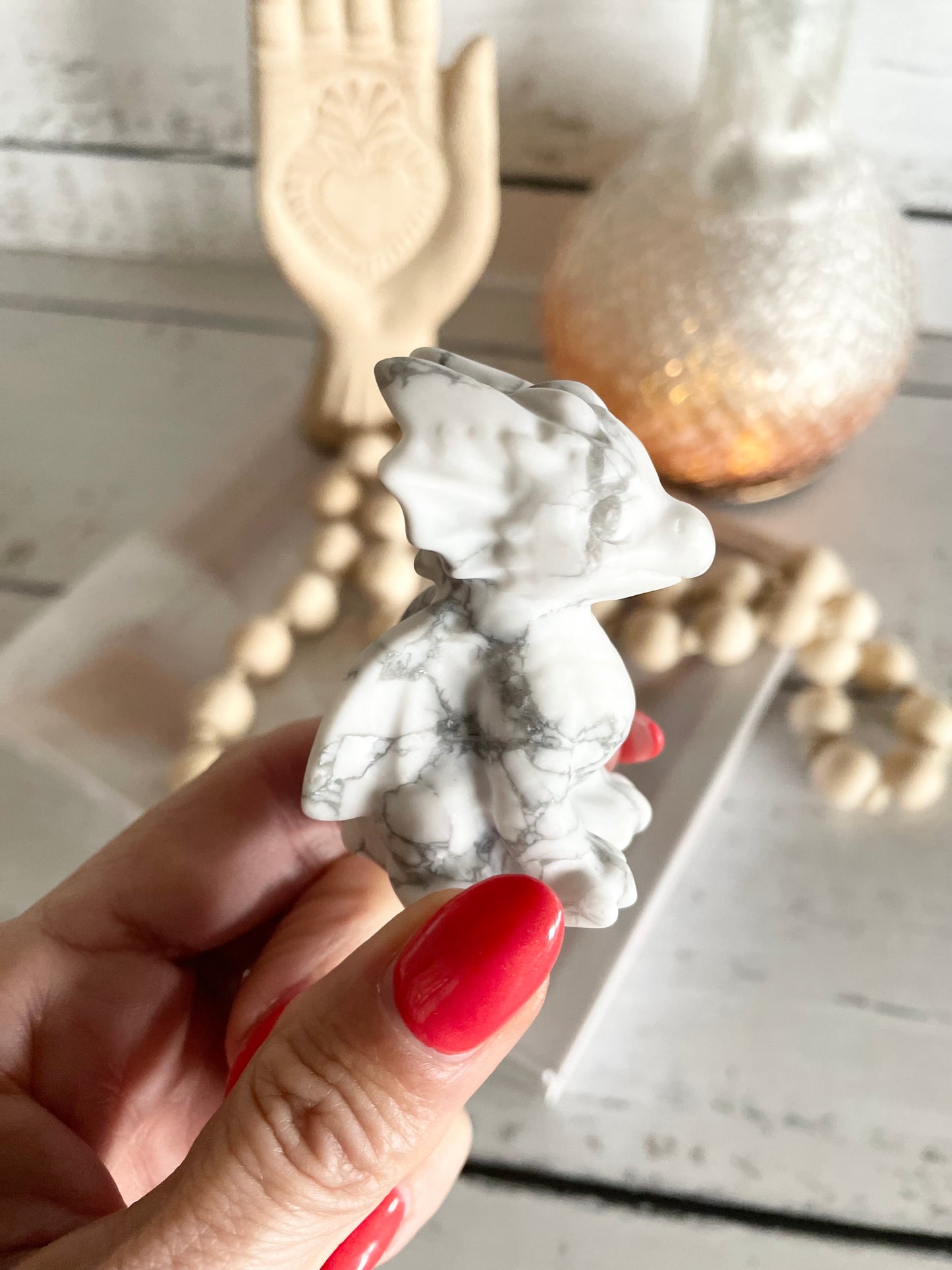 White Howlite Dragon
