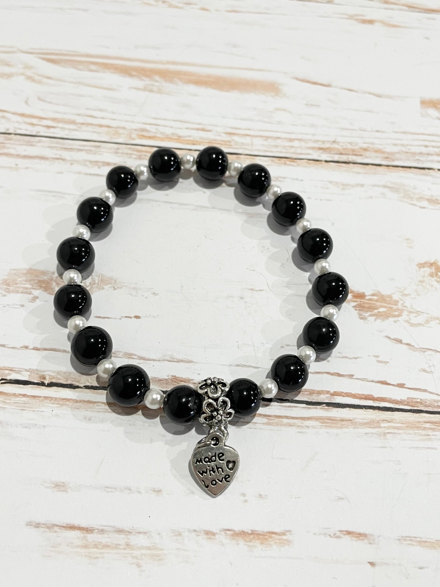 Black Tourmaline & Pearl ~ Healing Bracelet