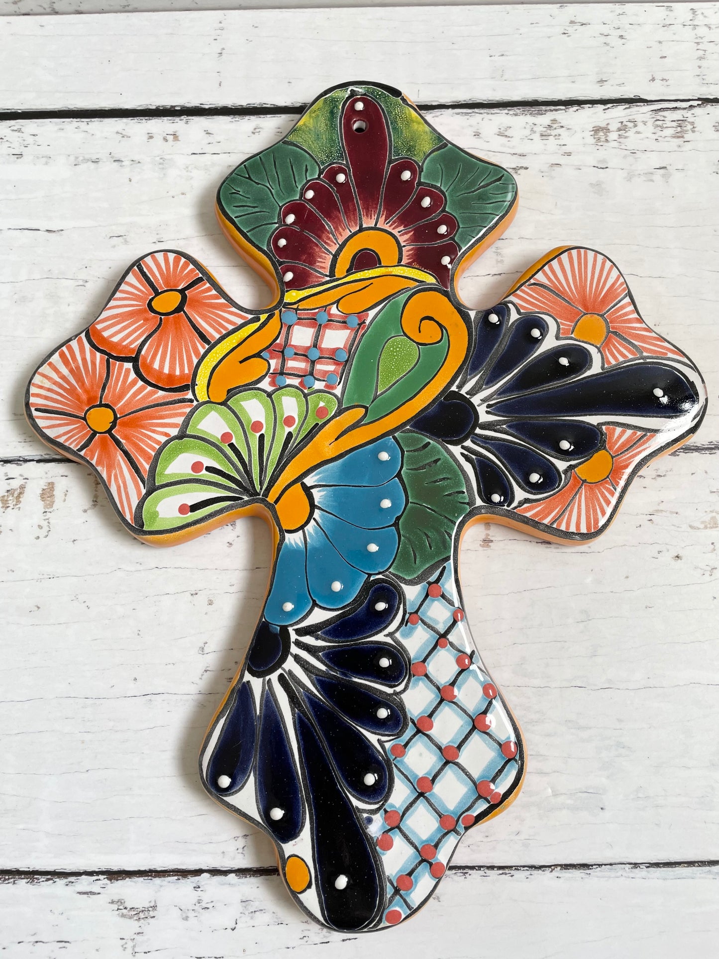 Mexican Talavera Cross Extra Large