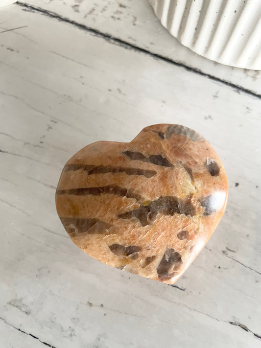 Smoky Quartz & Sunstone Heart