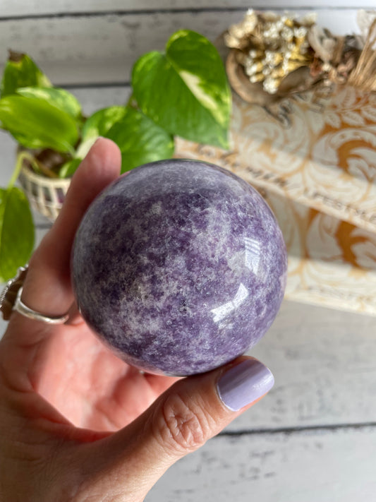 Lepidolite Sphere Includes Holder