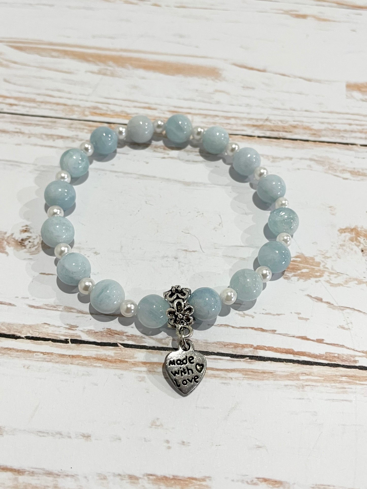 Aquamarine & Pearl ~ Healing Bracelet