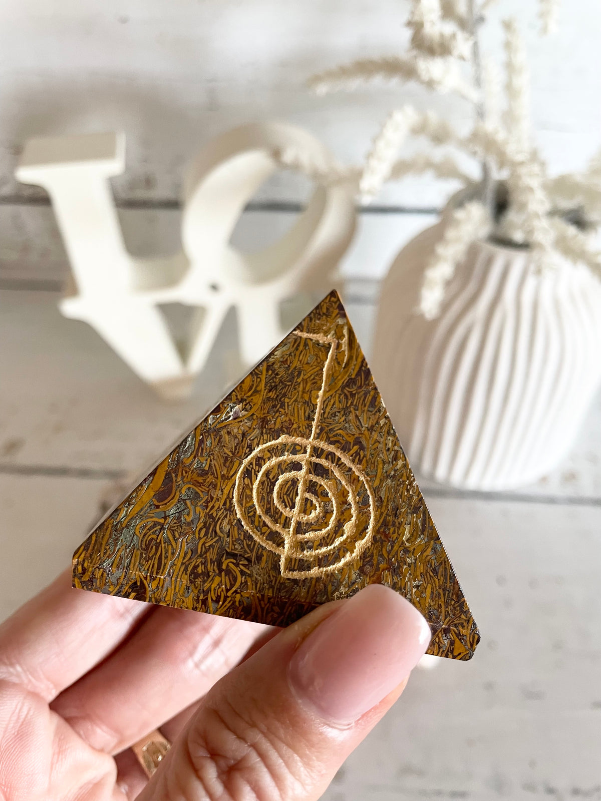 Calligraphy Jasper Reiki Pyramid