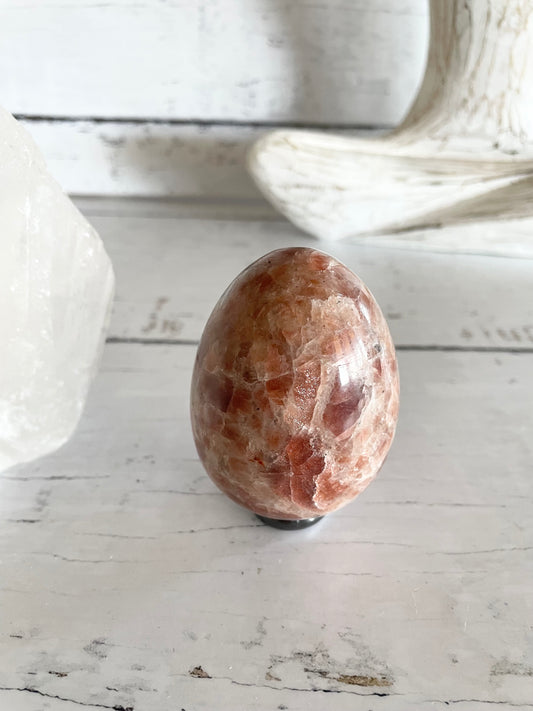 Sunstone Egg Includes Hematite Ring