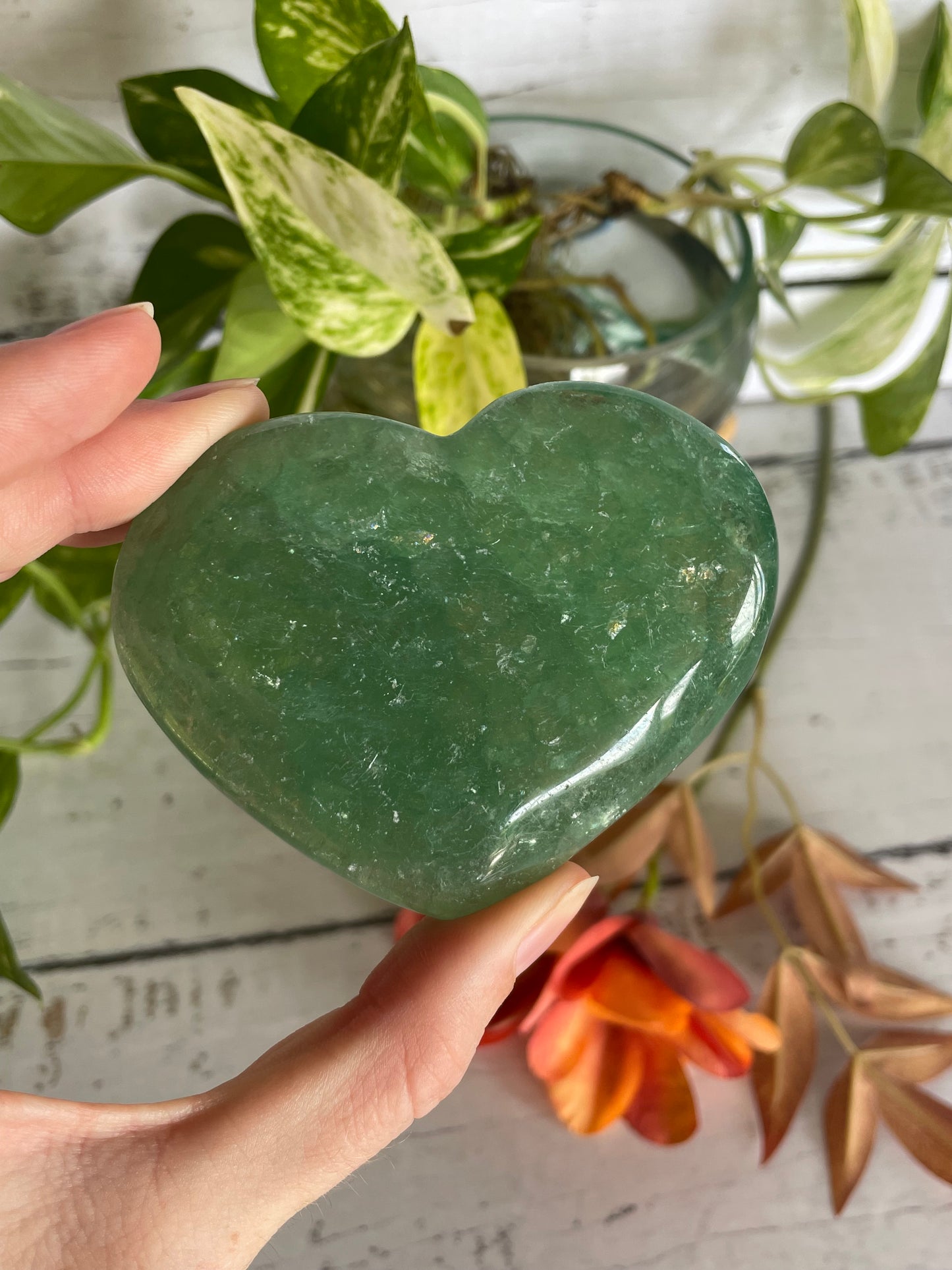 Green Fluorite Heart