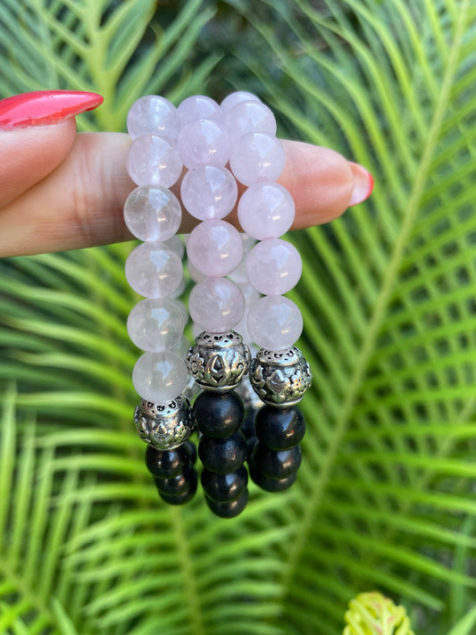 Shungite/Rose Quartz Healing Bracelet
