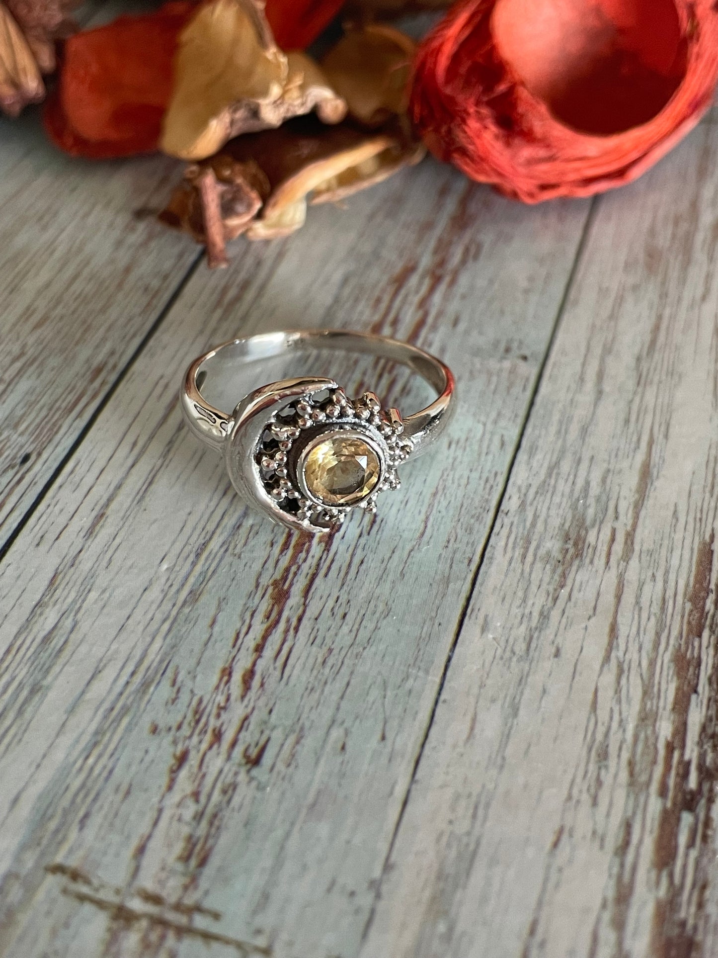 Citrine Celestial Silver Ring