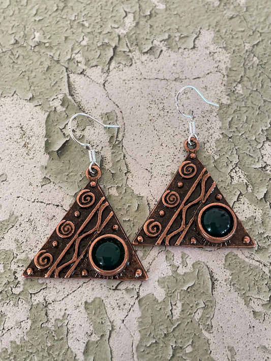 Green Onyx Copper Tribal Dangles