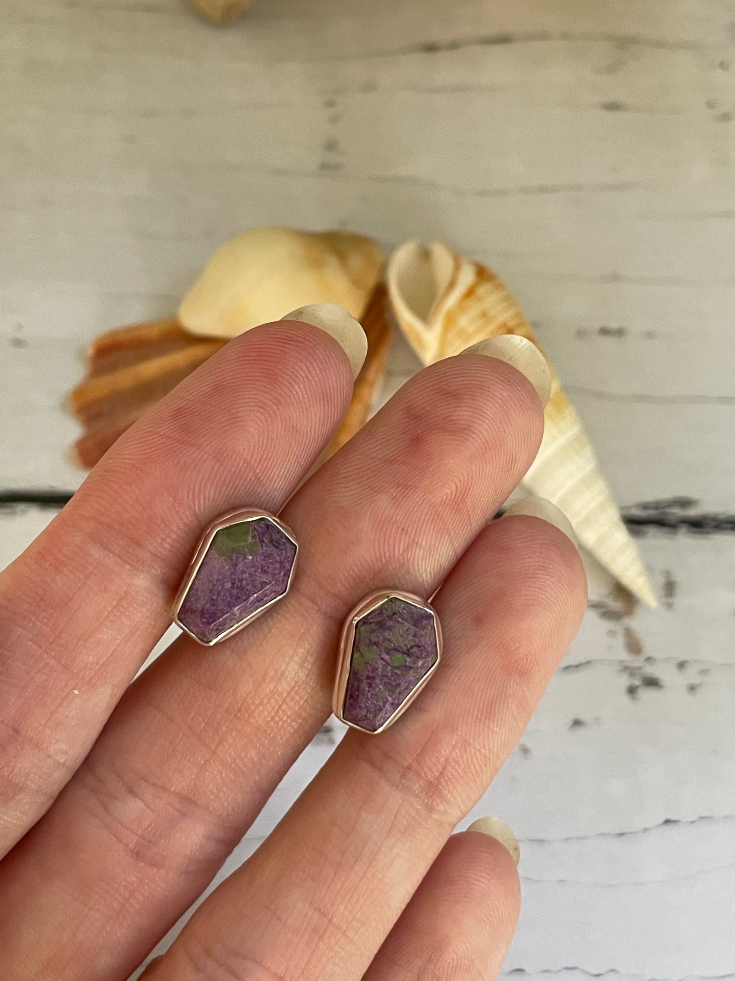 Purple Stichtite Silver Studs ~ Goddess