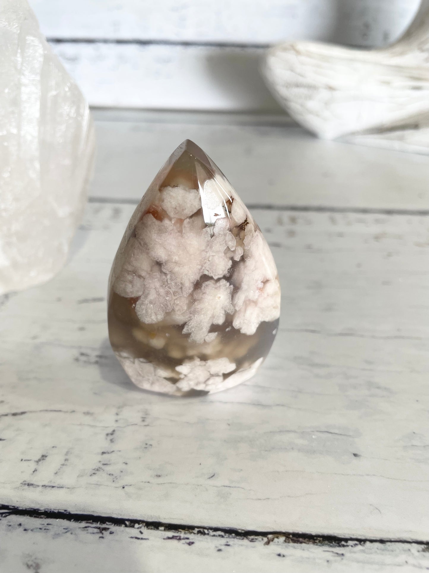 Green Flower Agate Dome