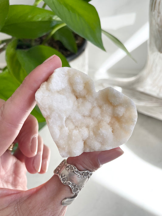 Druzy Snow Quartz Heart