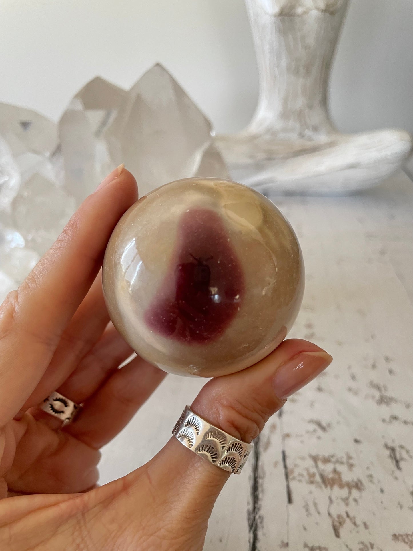 Mookaite Sphere Includes Wooden Holder