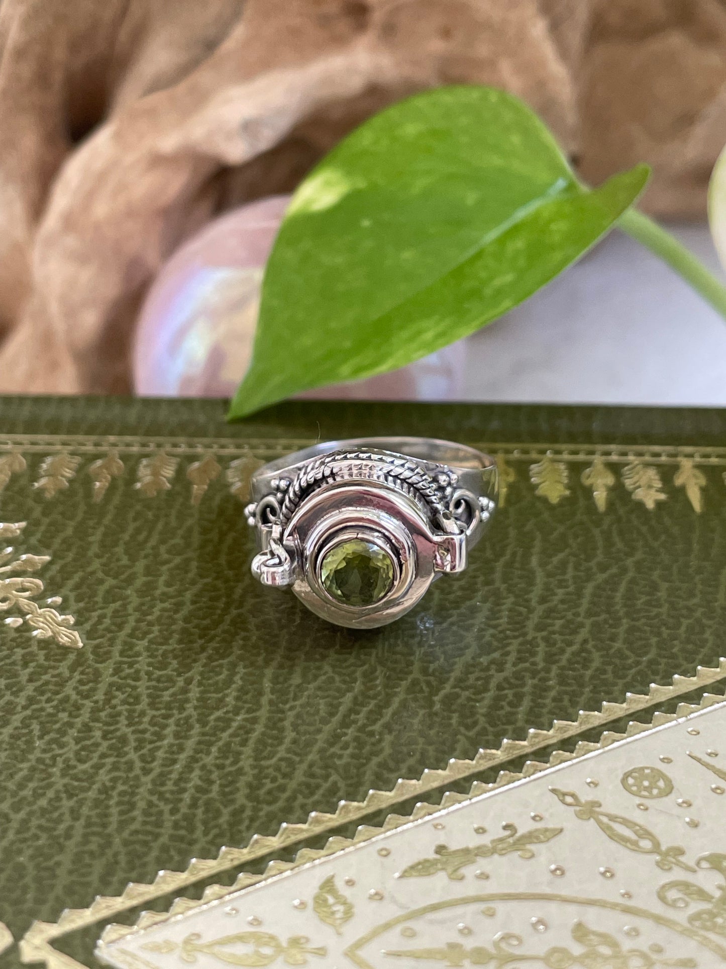 Poison Locket Silver Ring ~ Peridot